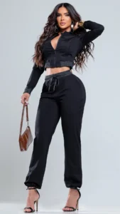 Conjunto Divine Jogger com Brilho Jogger e Bomber Feminino Elegante