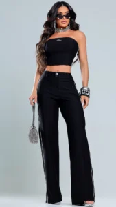 Conjunto Elegance Wide Leg Feminino Elegante