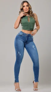 Calça Jeans Cigarrete Divine Feminina Cintura Alta