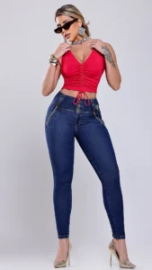 Calça Jeans Cigarrete Soul Bordada Feminina Cintura Alta