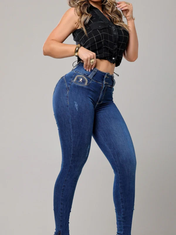 Calça Jeans Cigarrete Muse Compressora com Brilho