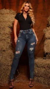 Calça Jeans Cigarrete Star Destroyed Feminina Cintura Alta