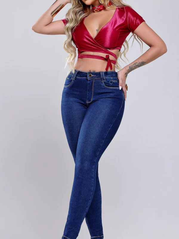 Calça Jeans Cigarrete Belle Bordada