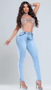 Calça Jeans Cigarrete Divine Compressora Feminina Cintura Alta