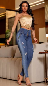 Calça Jeans Skinny Bloom Feminina Cintura Alta