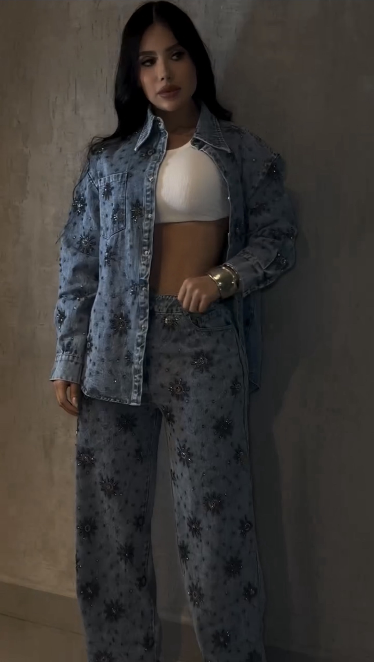 Conjunto Jeans Bordado Shine