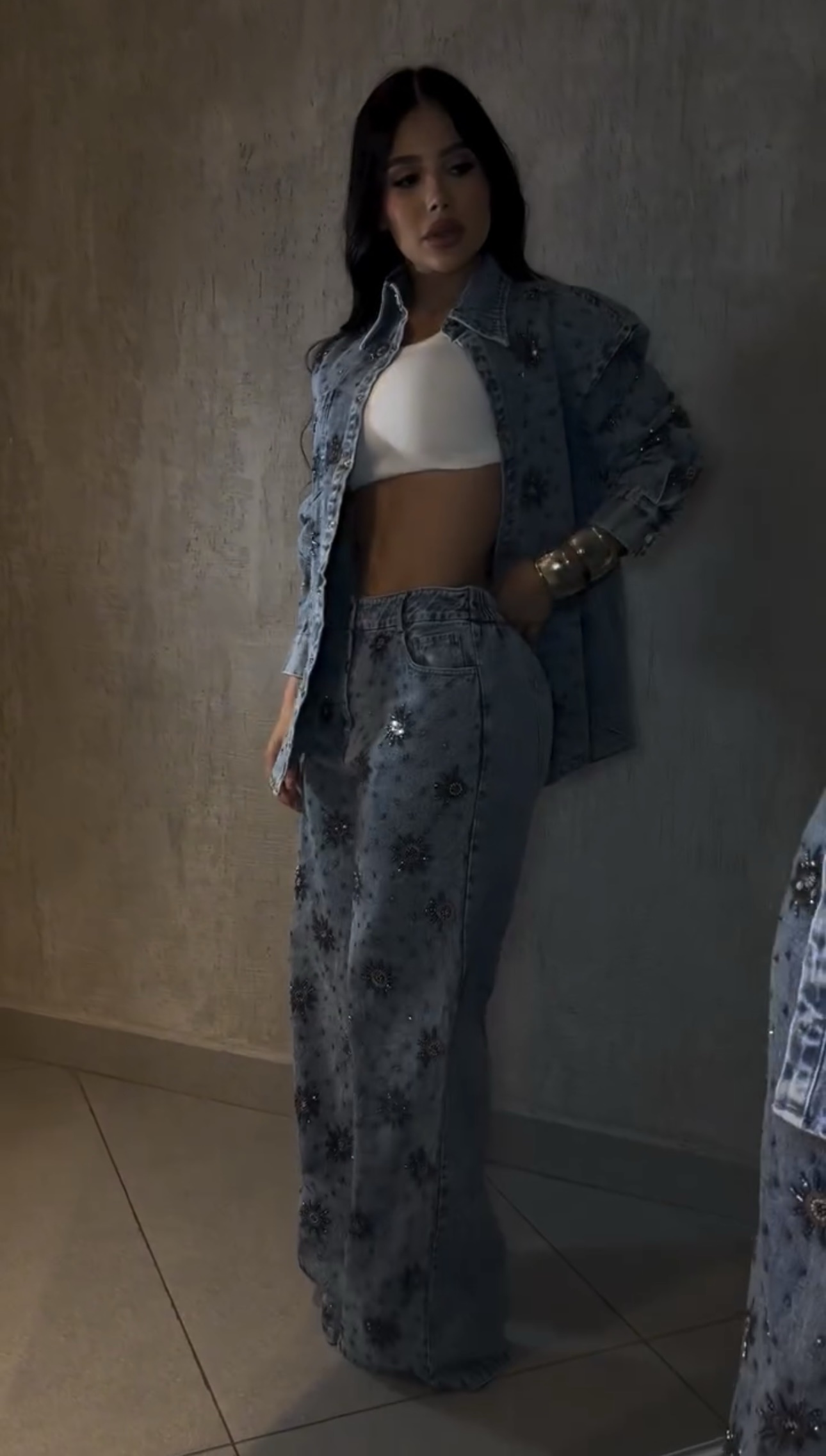 Conjunto Jeans Bordado Shine