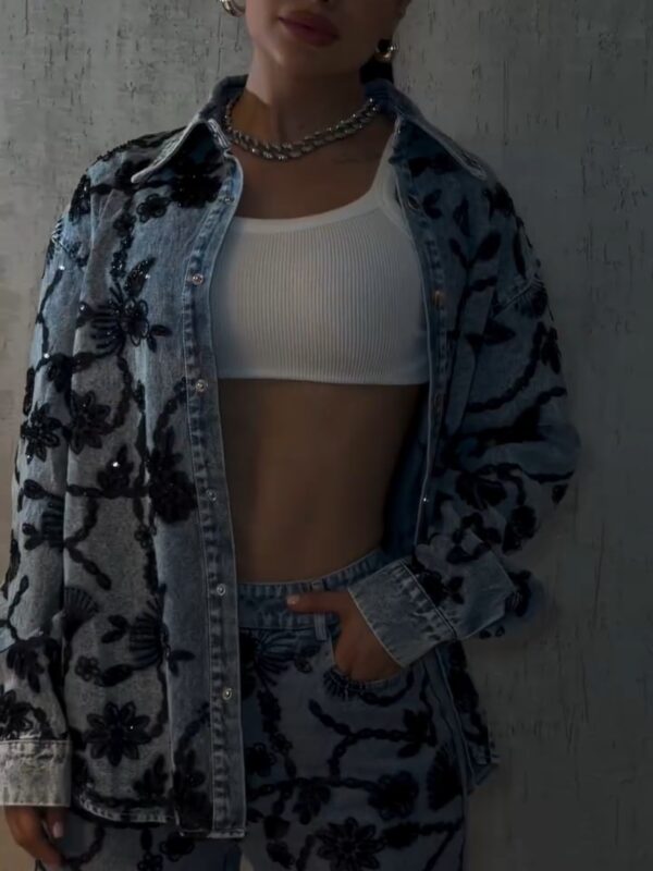 Conjunto Jeans Bordado Flores