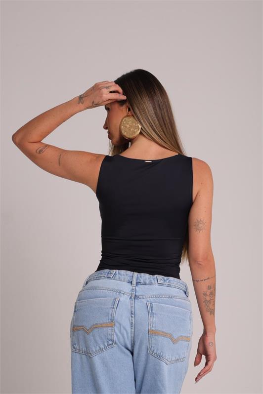 Blusa Regata Decote V Drapeado Camila