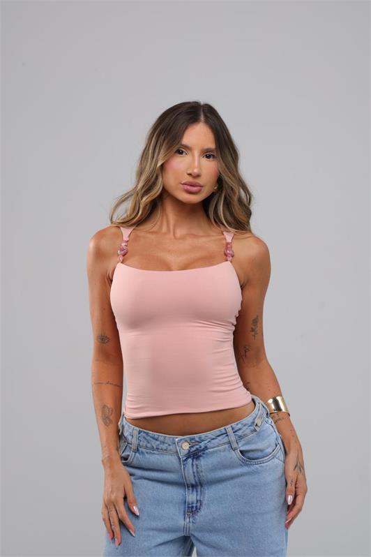 Blusa Regata Alça com Detalhe Pérola