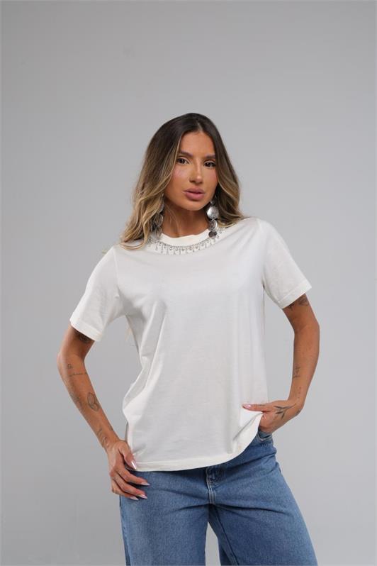 Blusa T-Shirt Oversized com Pedraria