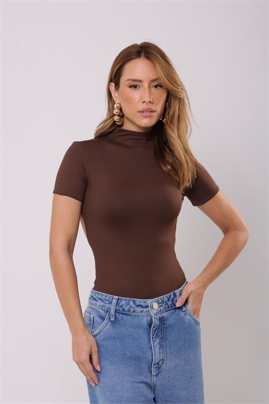 Body Gola Alta Manga Curta Pamela