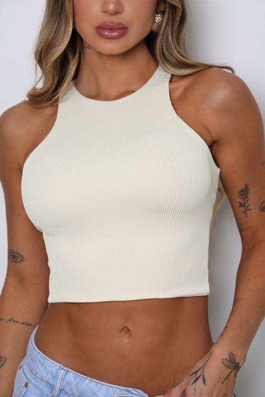 Cropped Regata Frente Única Canelado Bia