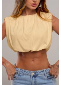 Blusa Cropped Regata Drapeado Judy Feminina Moderna