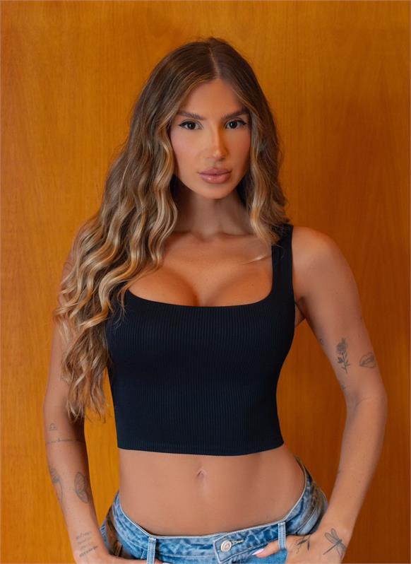 Cropped Alça Larga Canelado Jully