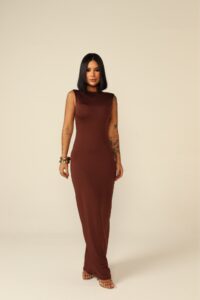 Vestido Longo Costa Nua Elegance Feminino Elegante