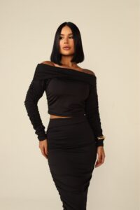 Blusa Cropped Ana Luiza Preto Feminina Moderna