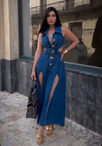 Vestido Jeans Apaixonante Feminino Elegante