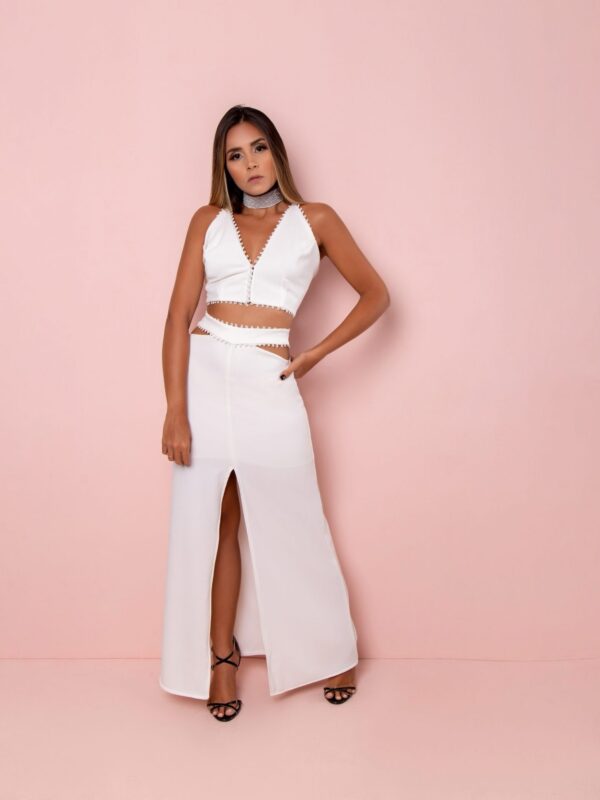 Saia Long Skirt Feminina Cintura Alta