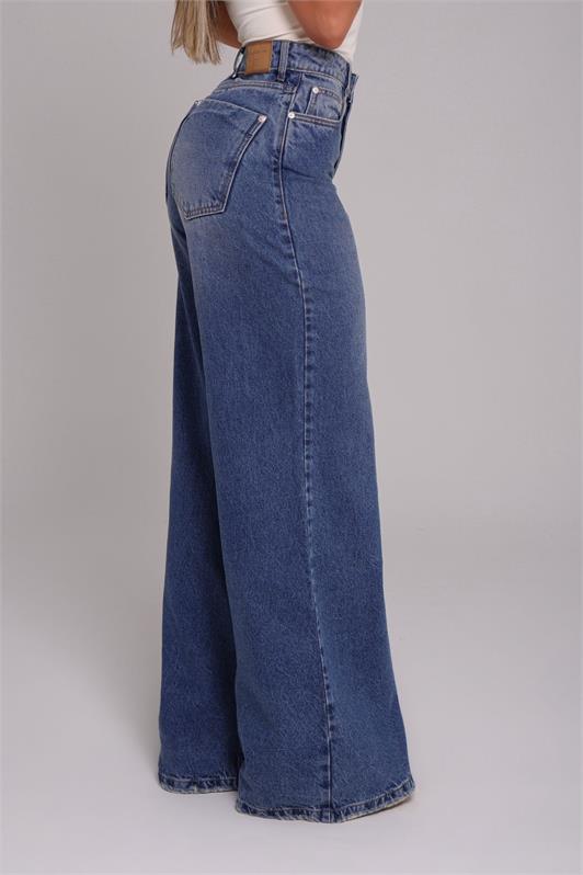 Calca Palazzo Jeans Claro