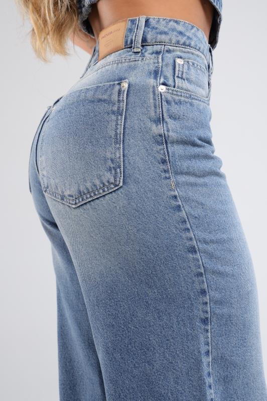 Calca Wide Leg Jeans Cargo