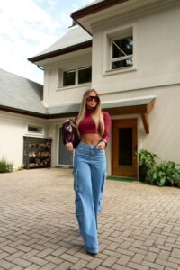 Calça Wide Leg Jeans Cintura Alta Feminina Modeladora