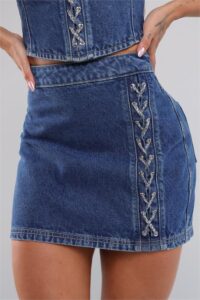 Saia Mini Jeans Claro Feminina Elegante