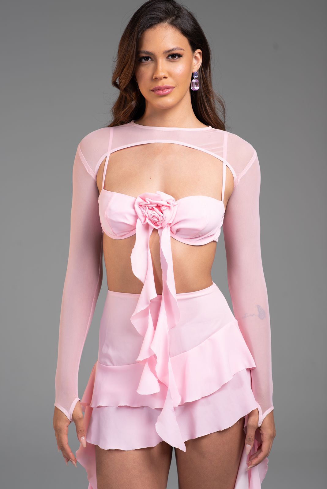 Blusa Cropped Sobreposição Hananni Feminina Moderna